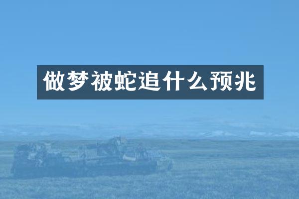 做梦被蛇追什么预兆