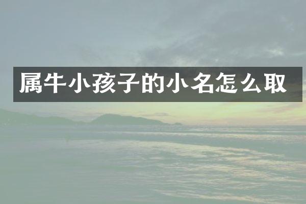 属牛小孩子的小名怎么取