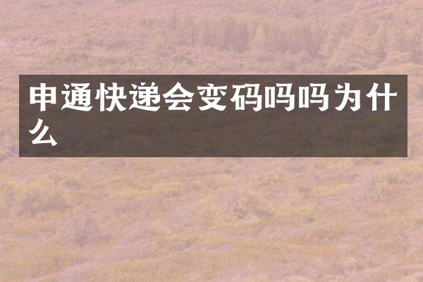 申通快递会变码吗吗为什么