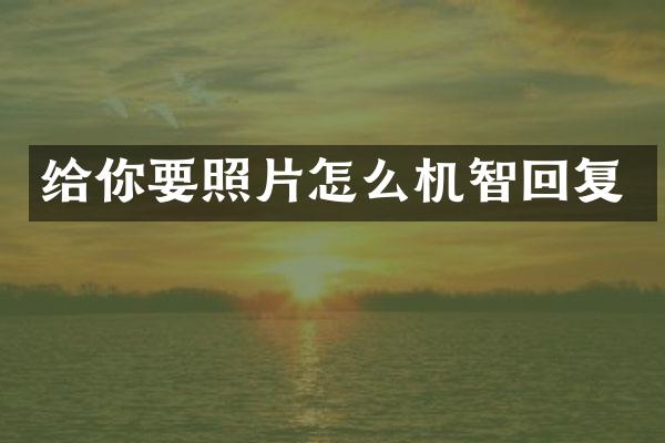 给你要照片怎么机智回复