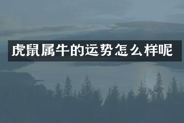 虎鼠属牛的运势怎么样呢