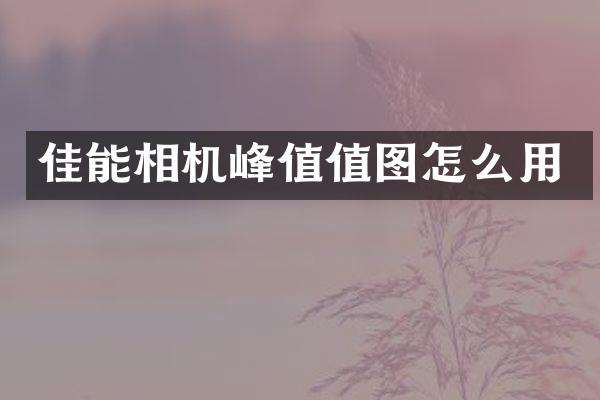 佳能相机峰值值图怎么用