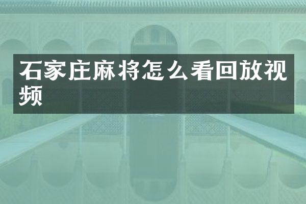 石家庄麻将怎么看回放视频