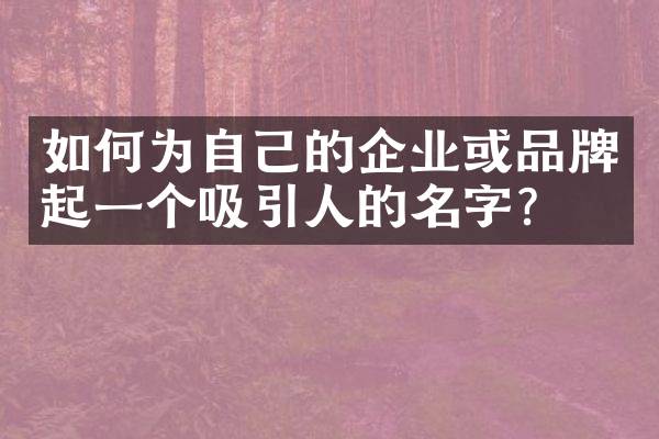 如何为自己的企业或品牌起一个吸引人的名字？