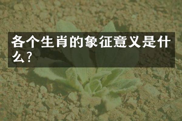 各个生肖的象征意义是什么？