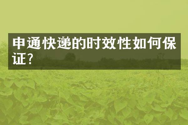 申通快递的时效性如何保证？