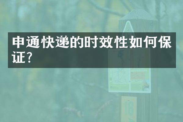 申通快递的时效性如何保证？