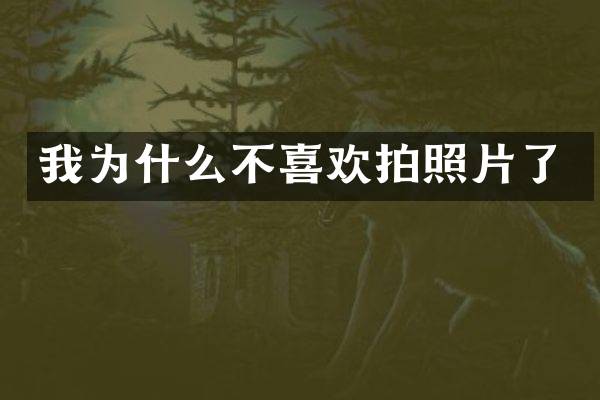 我为什么不喜欢拍照片了