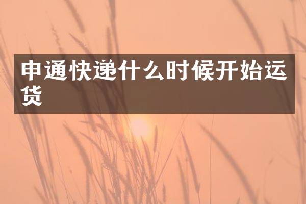 申通快递什么时候开始运货