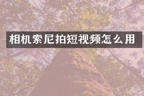 相机拍短视频怎么用