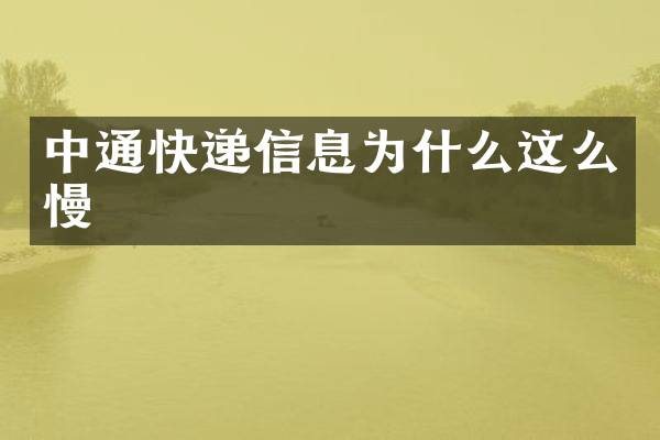 中通快递信息为什么这么慢