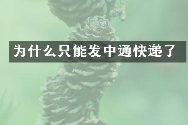 为什么只能发中通快递了