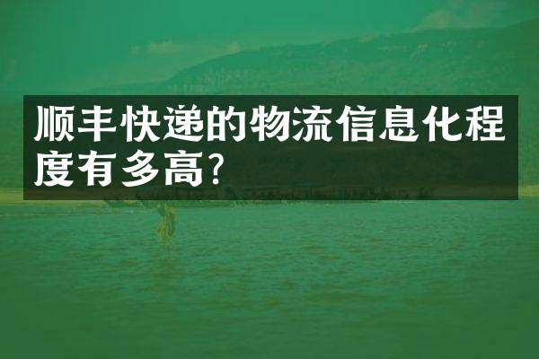 顺丰快递的物流信息化程度有多高？