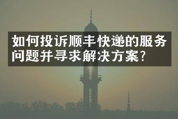 如何投诉顺丰快递的服务问题并寻求解决方案？