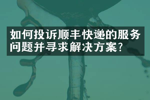 如何投诉顺丰快递的服务问题并寻求解决方案？