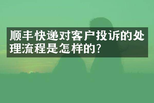 顺丰快递对客户投诉的处理流程是怎样的？