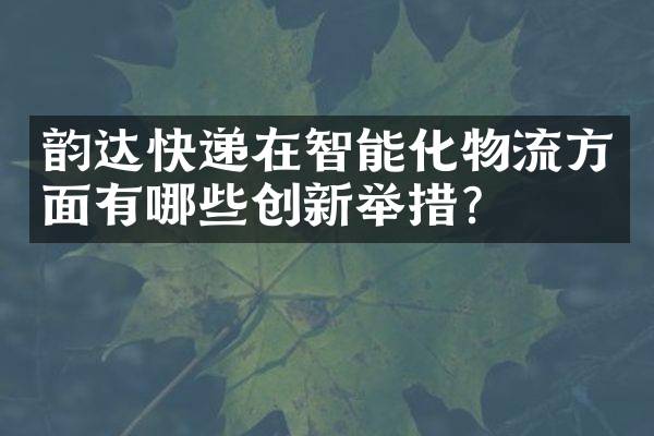 韵达快递在智能化物流方面有哪些创新举措？