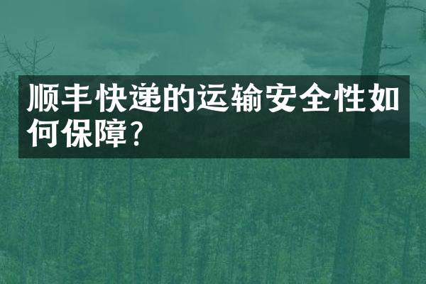 顺丰快递的运输安全性如何保障？