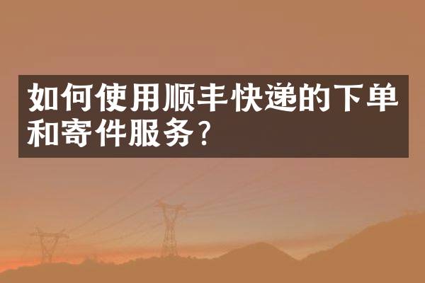 如何使用顺丰快递的下单和寄件服务？