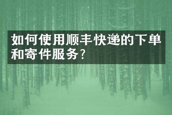 如何使用顺丰快递的下单和寄件服务？