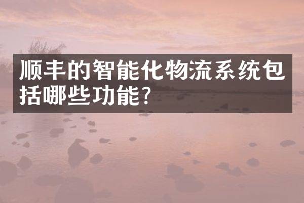 顺丰的智能化物流系统包括哪些功能？