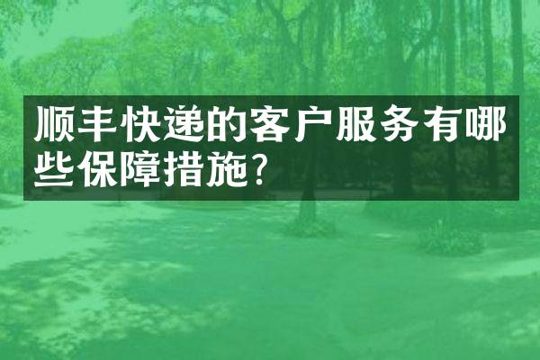 顺丰快递的客户服务有哪些保障措施？