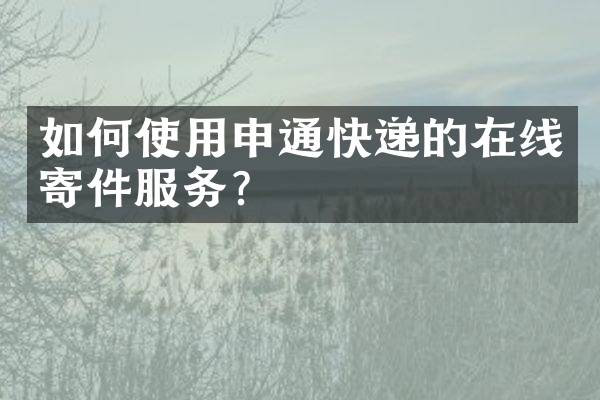 如何使用申通快递的在线寄件服务？
