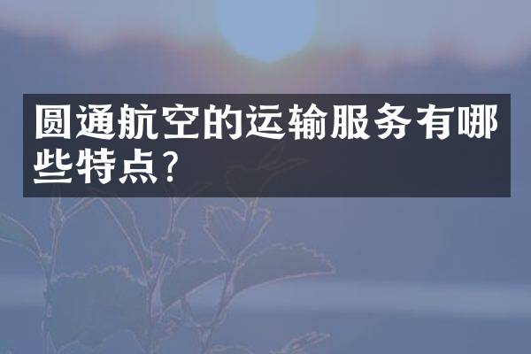 圆通航空的运输服务有哪些特点？