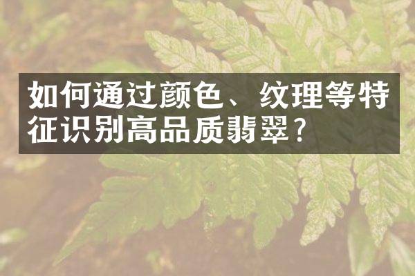 如何通过颜色、纹理等特征识别高品质翡翠？