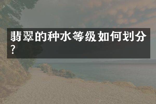翡翠的种水等级如何划分？