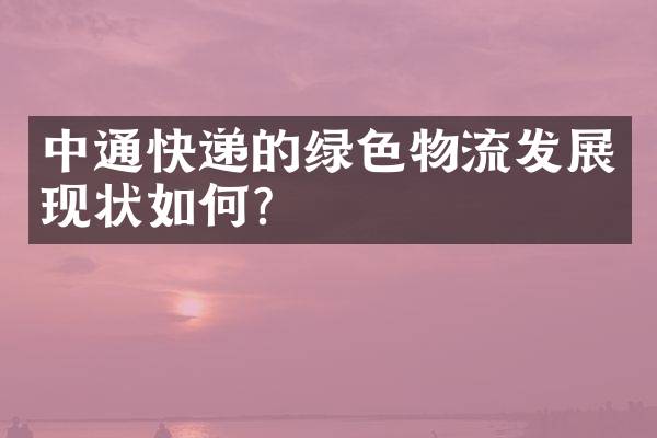 中通快递的绿色物流发展现状如何？