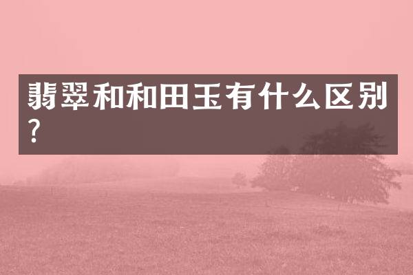 翡翠和和田玉有什么区别？