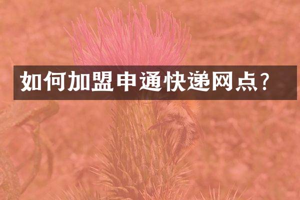 如何加盟申通快递网点？