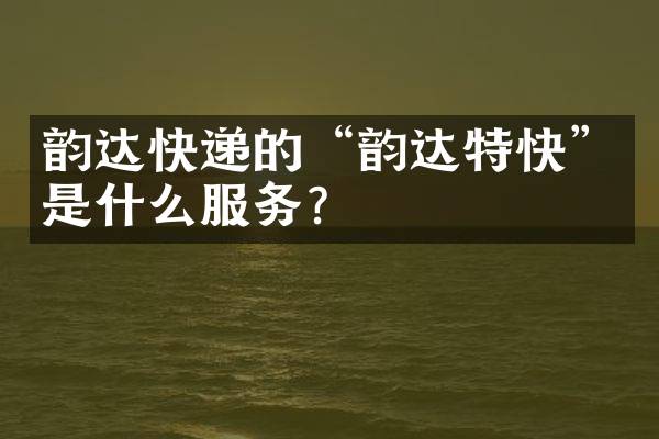 韵达快递的&ldquo;韵达特快&rdquo;是什么服务？