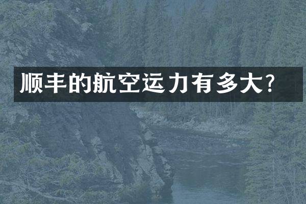 顺丰的航空运力有多大？
