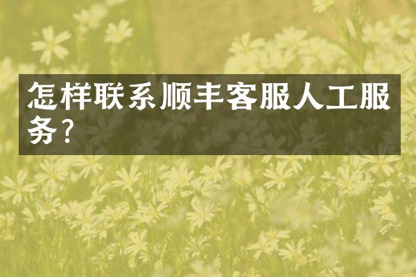 怎样联系顺丰客服人工服务？