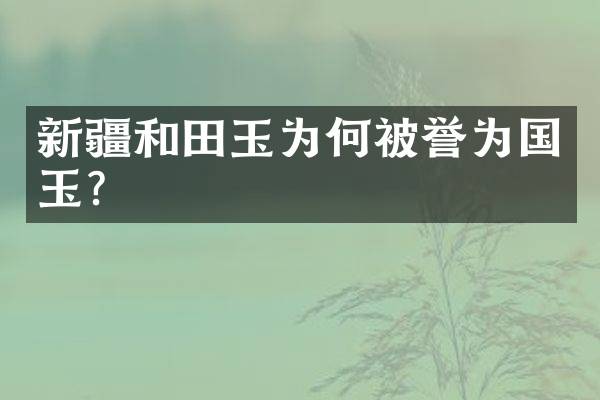 新疆和田玉为何被誉为国玉？