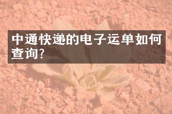 中通快递的电子运单如何查询？