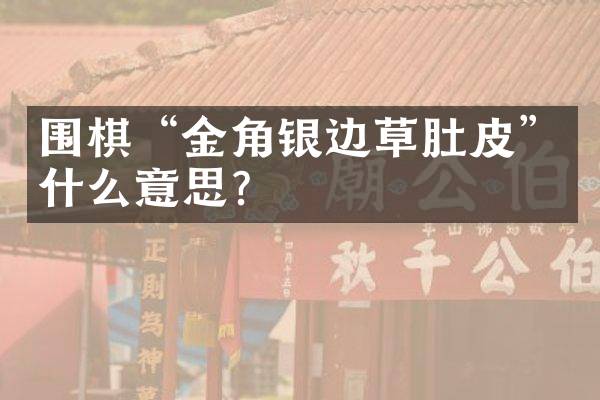 围棋“金角银边草肚皮”什么意思？
