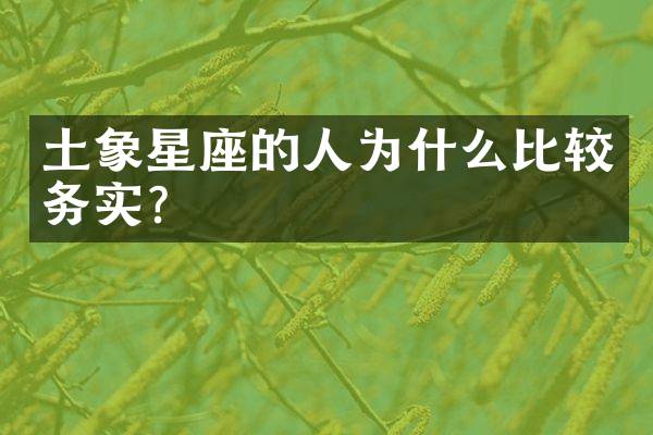 土象星座的人为什么比较务实？