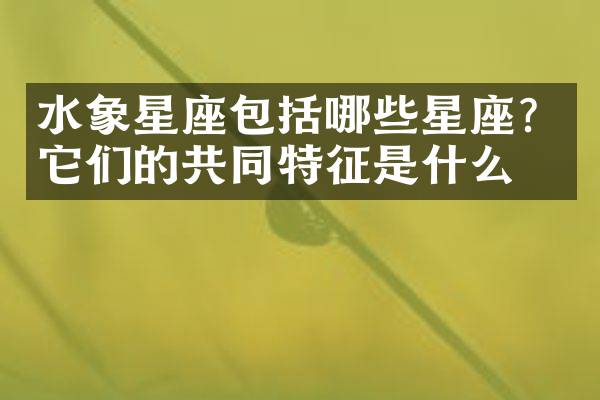 水象星座包括哪些星座？它们的共同特征是什么？