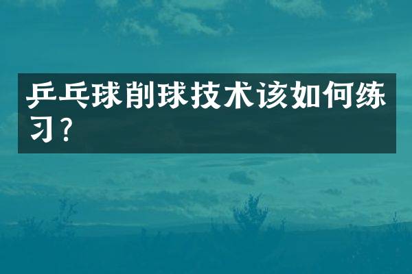 乒乓球削球技术该如何练习？