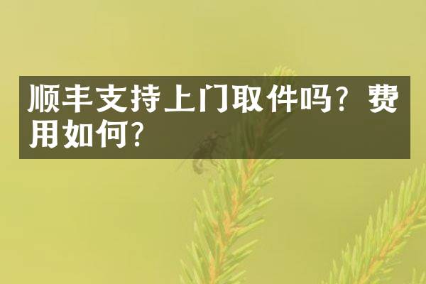 顺丰支持上门取件吗？费用如何？