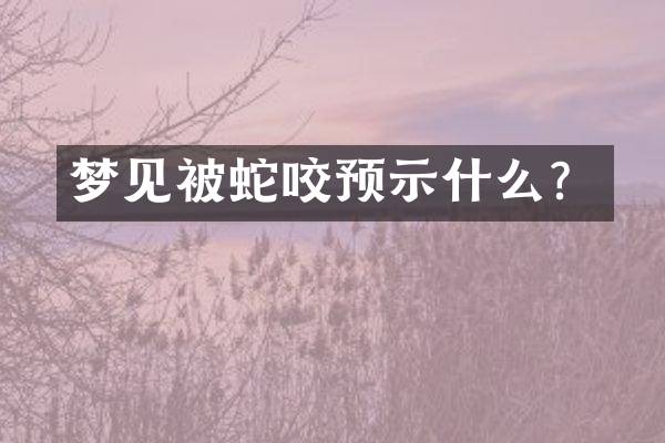 梦见被蛇咬预示什么？