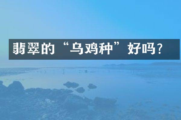 翡翠的&ldquo;乌鸡种&rdquo;好吗？