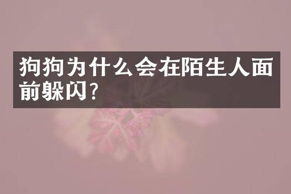 狗狗为什么会在陌生人面前躲闪？