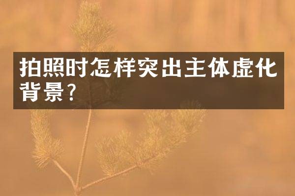拍照时怎样突出主体虚化背景？