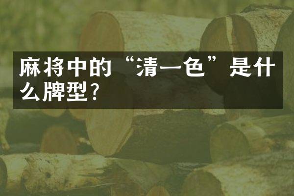 麻将中的&ldquo;清一色&rdquo;是什么牌型？