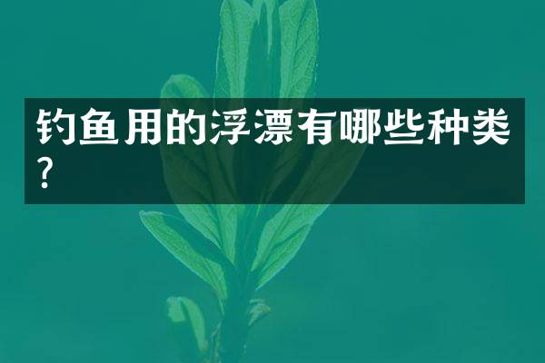 钓鱼用的浮漂有哪些种类？