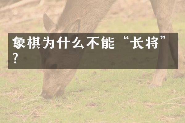 象棋为什么不能“长将”？